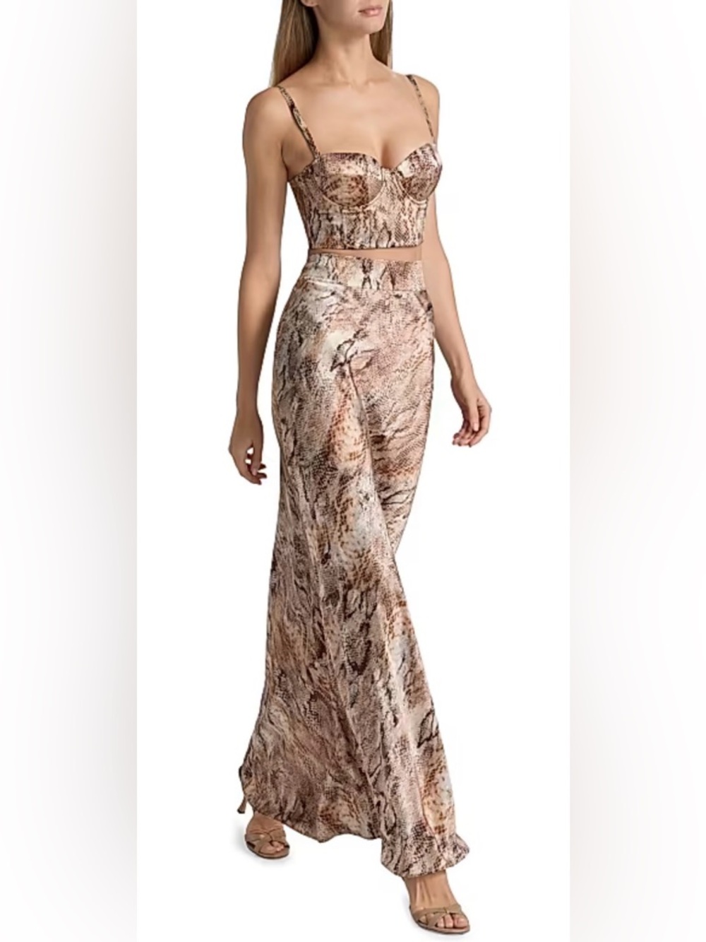 L'AGENCE Sonya Snake Print Silk Bralette. Skirt available for sale in Size 8. - Picture 6 of 15